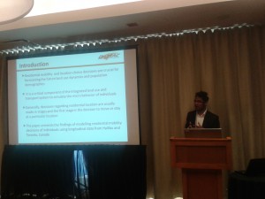 PhD student Mahmudur Fatmi presenting his paper on Residential Mobility in CSCE