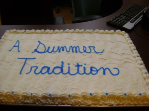 Cake served by the staff at the MacRae Library.