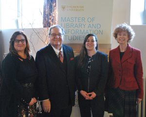L to R: Dr. Sandra Toze (SIM Director), Dr. Guy Berthiaume (LAC), Sarah Horrocks, Donna Bourne-Tyson (Dal University Librarian)